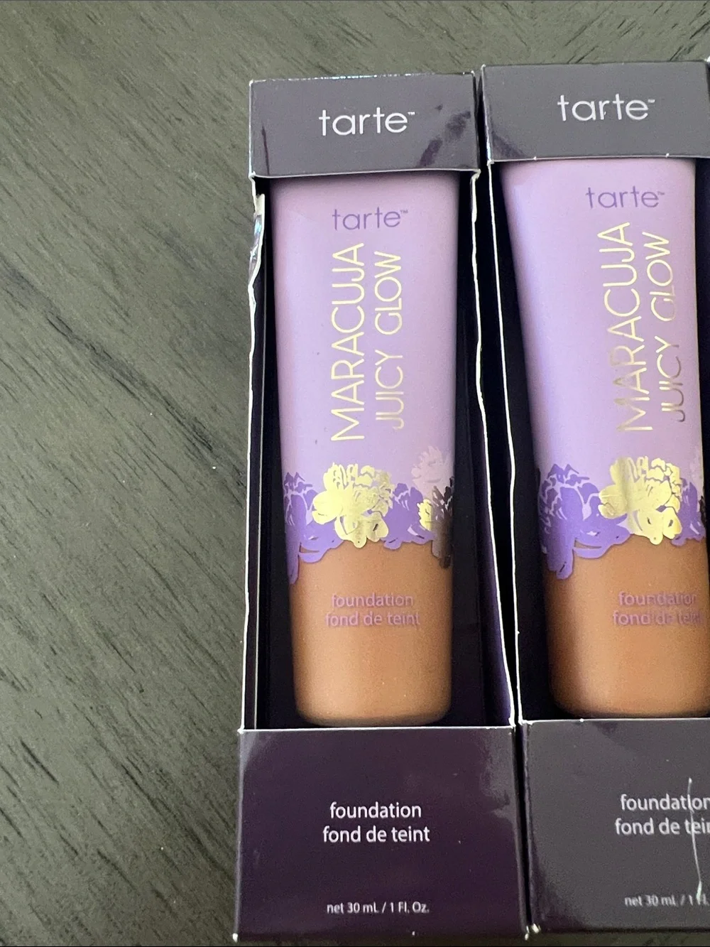 tarte Maracuja Juicy Glow Foundation - Purple & Gold Packaging shade 48N lotof3